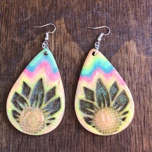 Glow in the dark sunflower earrings